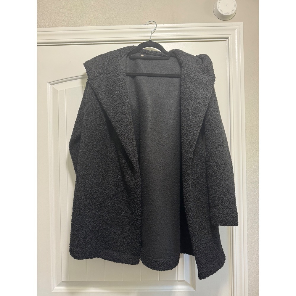 Ann‎ Taylor Loft Black Sherpa Shacket Hooded Teddy Jacket Coat Womens